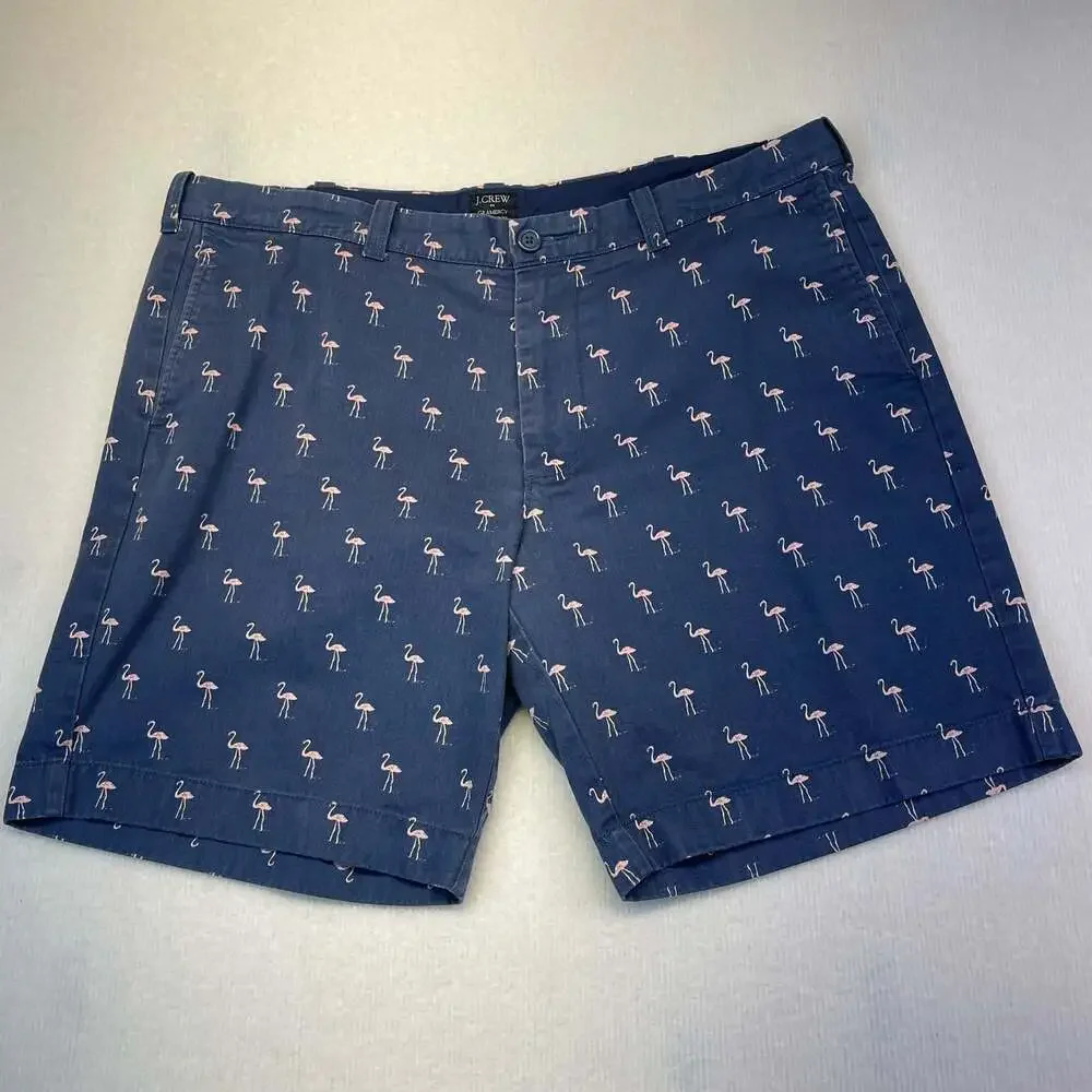 J. Crew Gramercy Mens Flamingo Print Chino Shorts Size 38 W 9” L